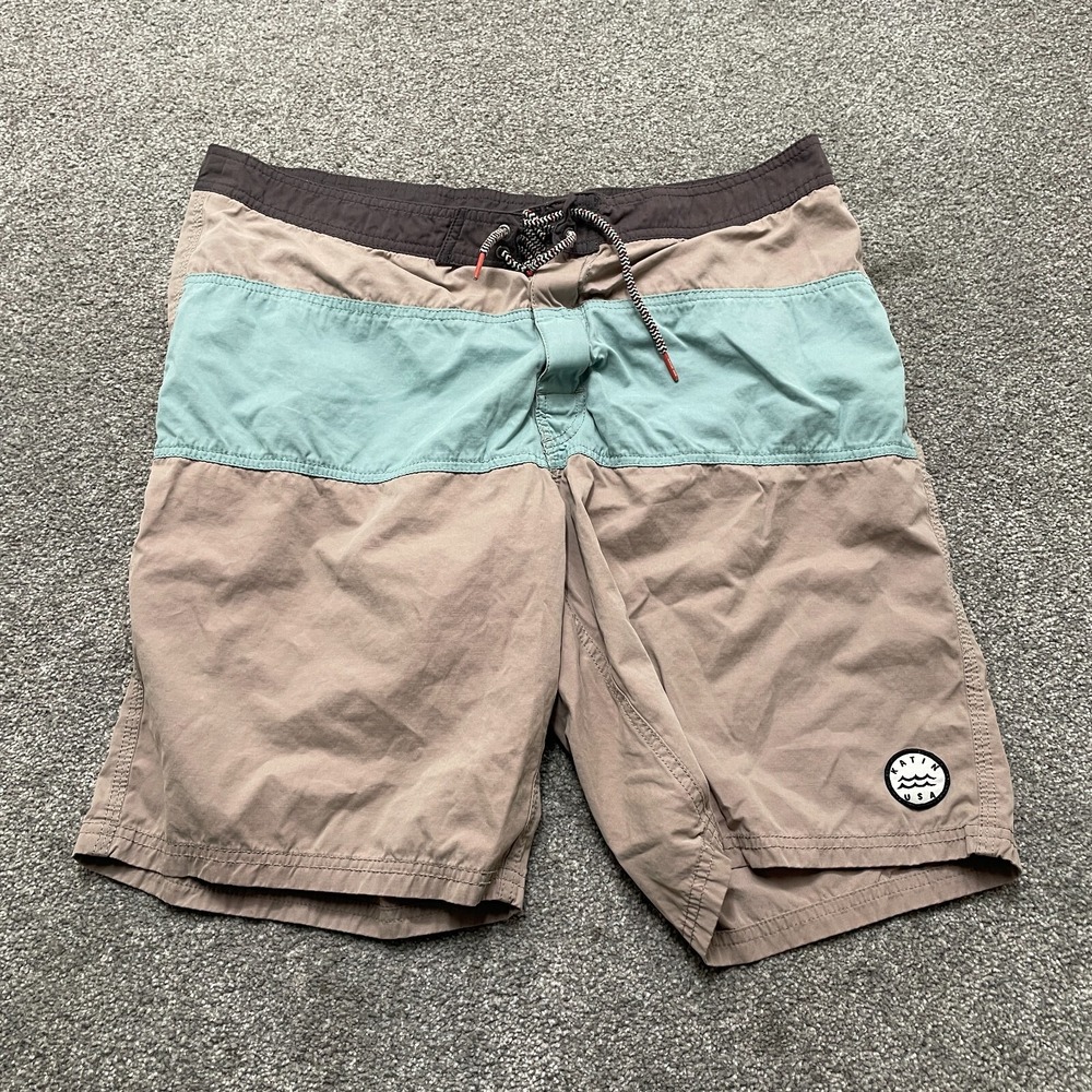 Katin Shorts Adult 36 Brown Blue Performance Unlined Board Surf Trunks 9 in Mens